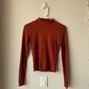 Mock Neck Orange Red Long Sleeve